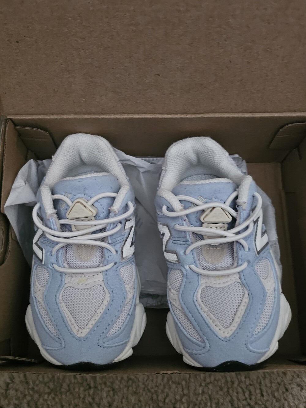 New Balance Kids 9060 Light Blue and White Sneakers, Size 7 (Toddlers)